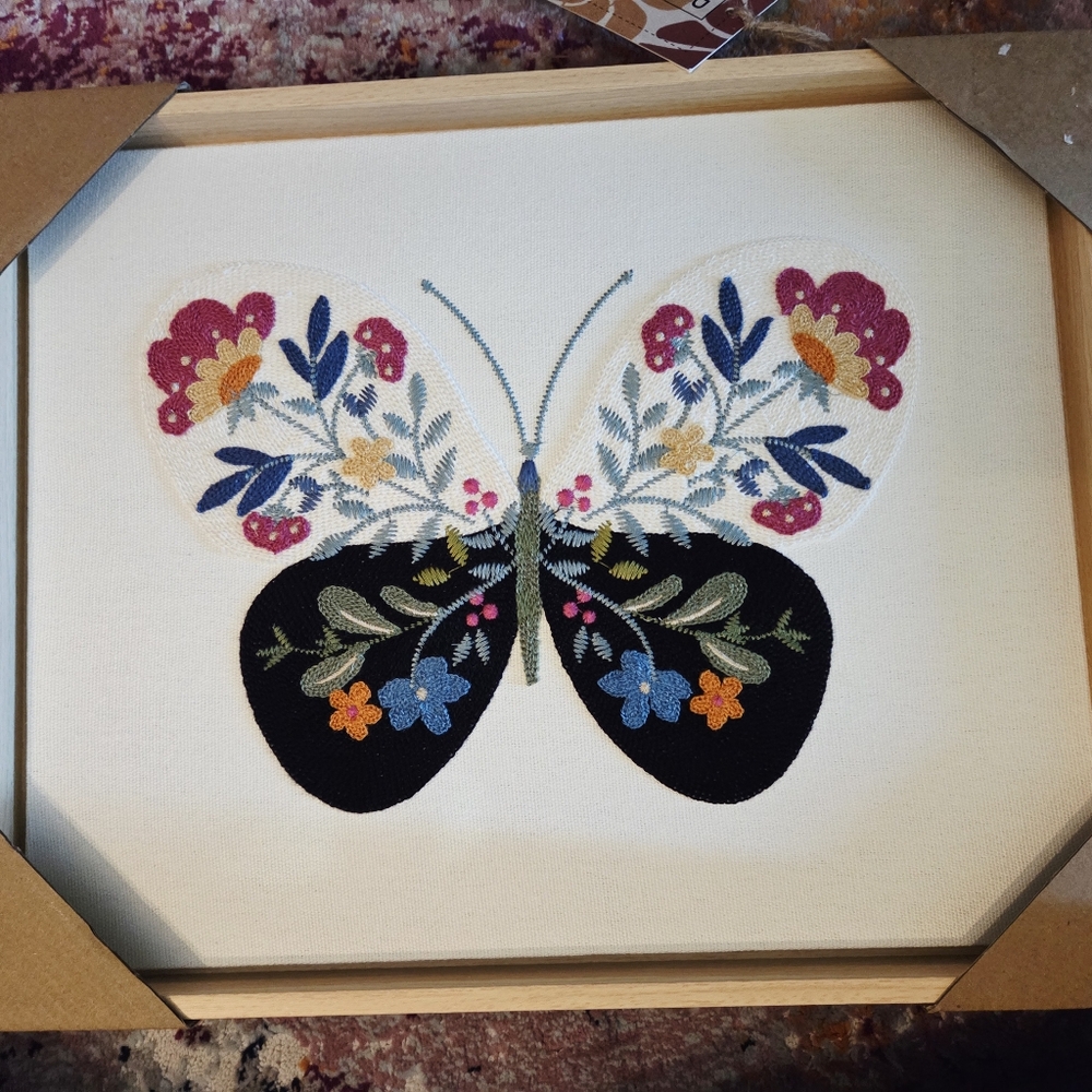 NWT BP Home 12" X 15" Textile Butterfly Wall Art
